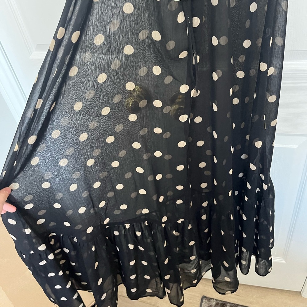 H&M Black Maxi Dress with Cream Polka Dots - Picture 6 of 7